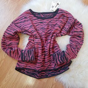 NWT Pink & Grey Reversible Animal Print Sweater